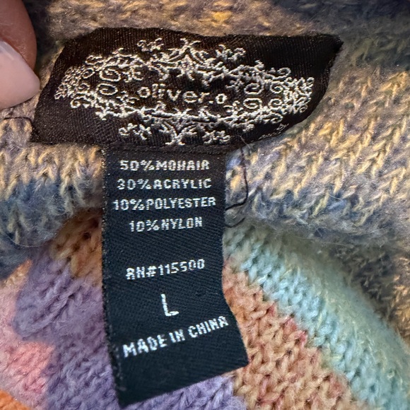 Anthropologie Oliver. O Mohair Blend Colorful Pastel Striped Cardigan Sweater - Picture 7 of 8